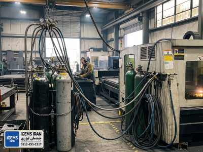 کپسول‌های صنعتی گاز نیتروژن در کارگاه
